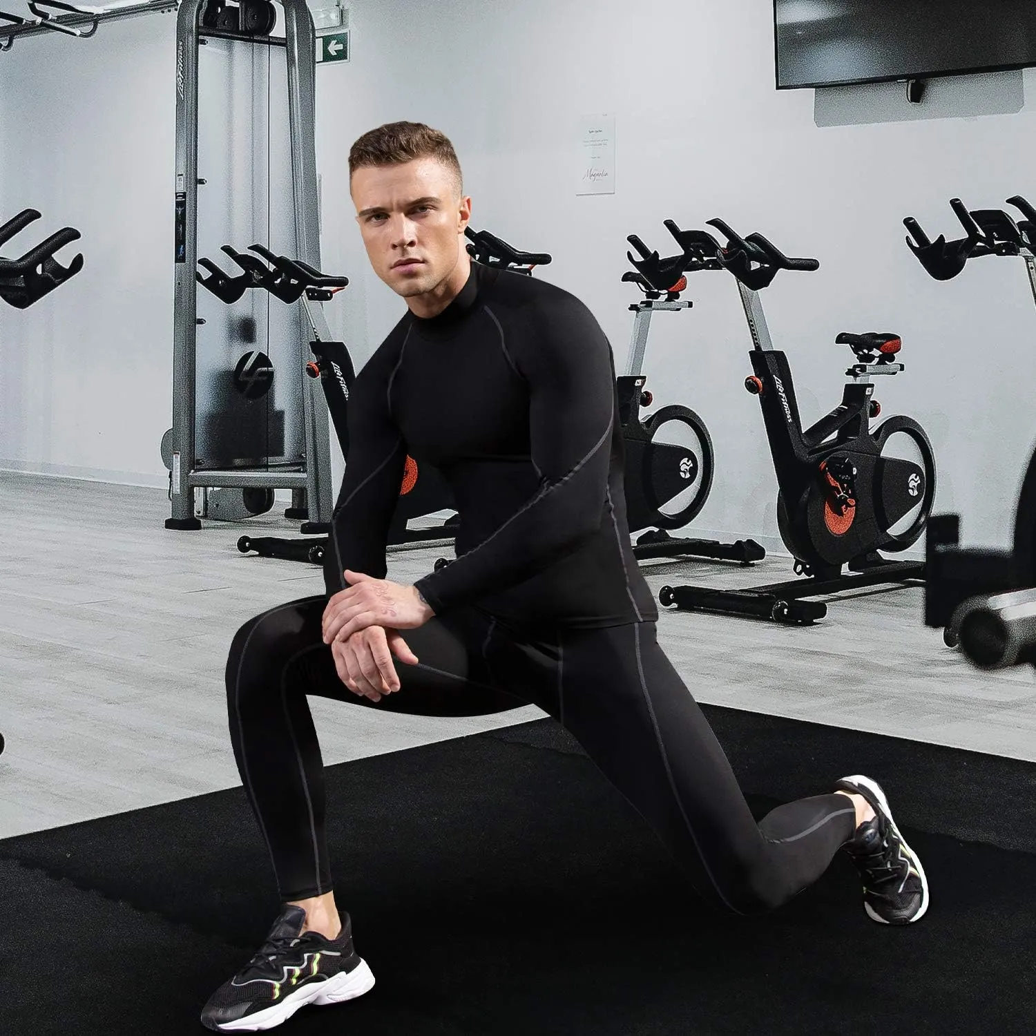 Men's Athletic Compression Shirts Long Sleeve Workout T-Shirt Mock Turtleneck Base Layer Undershirt Tops