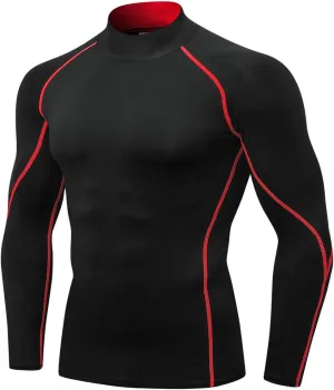 Men's Athletic Compression Shirts Long Sleeve Workout T-Shirt Mock Turtleneck Base Layer Undershirt Tops