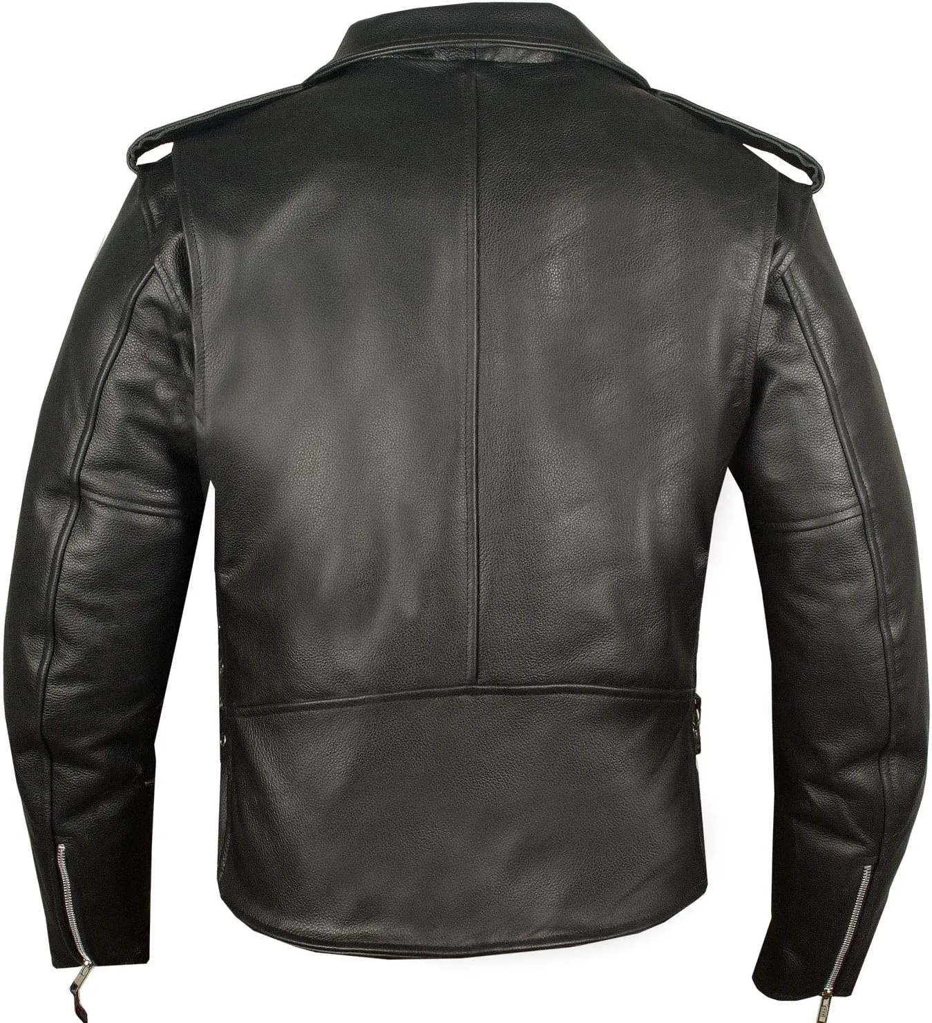 Men's ICONIC Brando Leather Motorcycle Jacket Premium Real Natural Buffalo Biker Jacket - Side Laces Concealed Carry Pockets, All-Season Leather Motorcycle Jacket for Men Black L