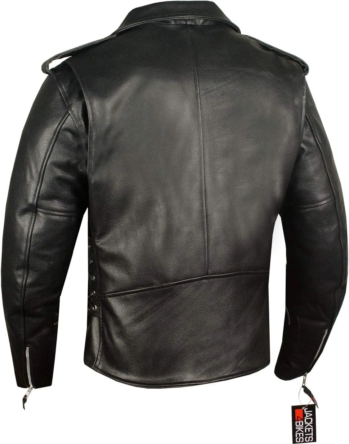 Men's ICONIC Brando Leather Motorcycle Jacket Premium Real Natural Buffalo Biker Jacket - Side Laces Concealed Carry Pockets, All-Season Leather Motorcycle Jacket for Men Black L