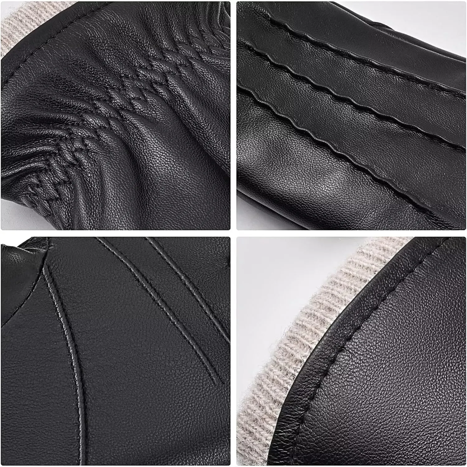 Mens Leather Gloves Touchscreen Texting, Winter Gloves Men Warm Thermal Wool Fleece Lined, Driving Gloves Anti-slip