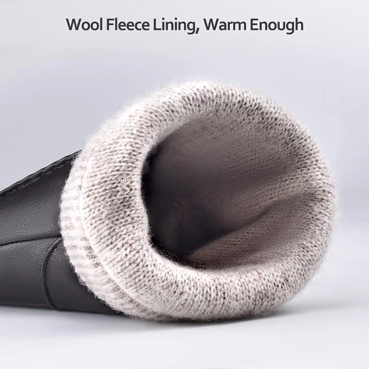 Mens Leather Gloves Touchscreen Texting, Winter Gloves Men Warm Thermal Wool Fleece Lined, Driving Gloves Anti-slip