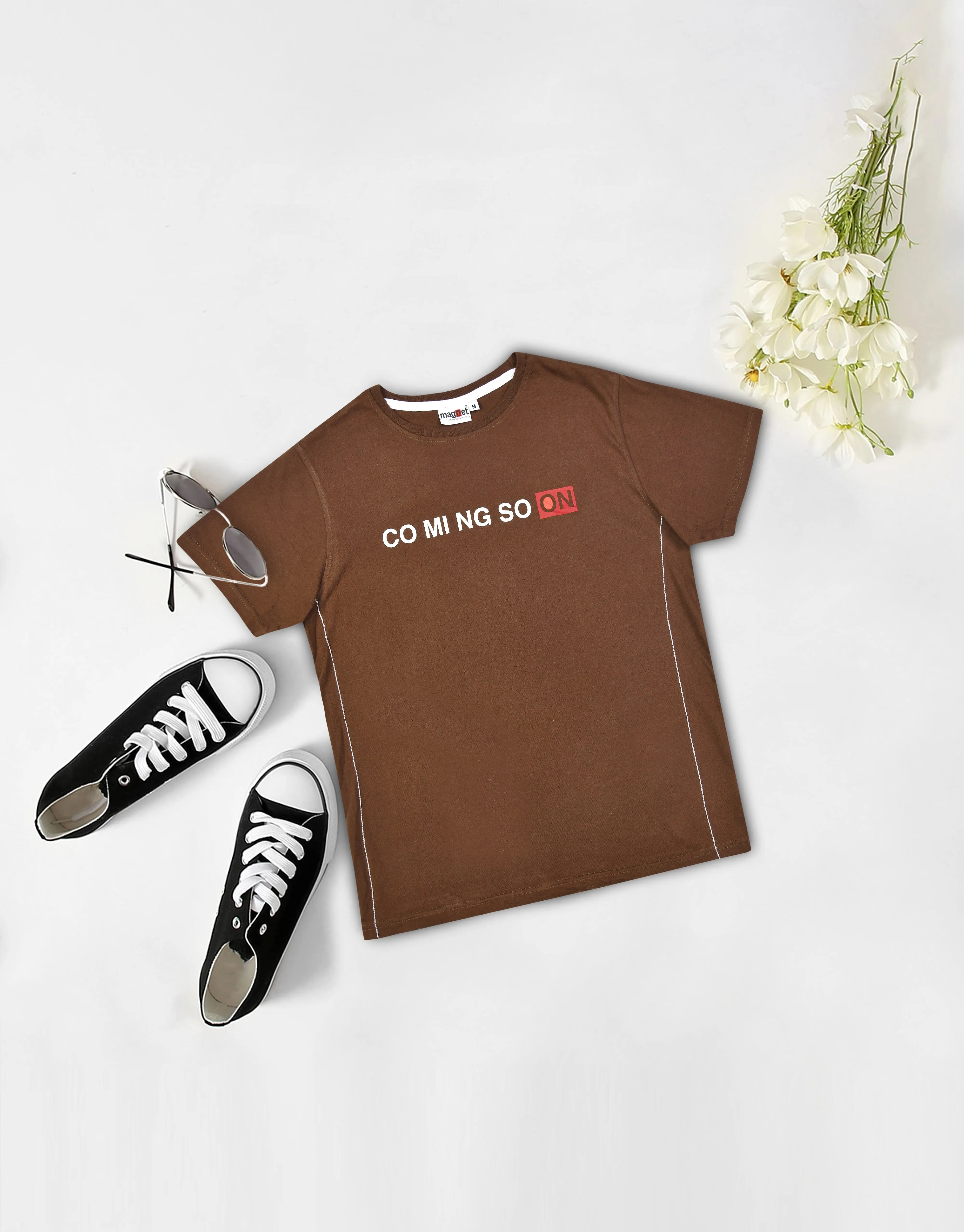 MGNT Men's Coming Soon Printed T-Shirt-Brown
