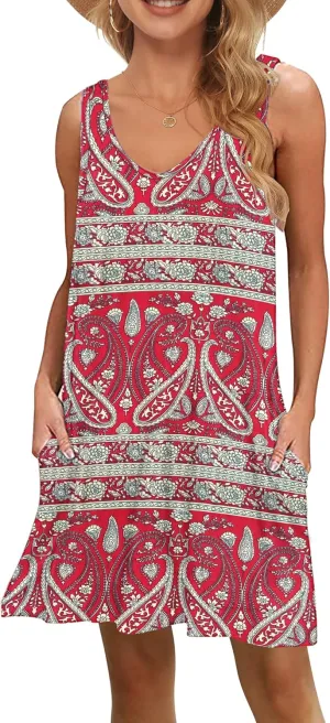 MISFAY Women's Summer Casual T Shirt Dresses Beach Cover up Tank Dress