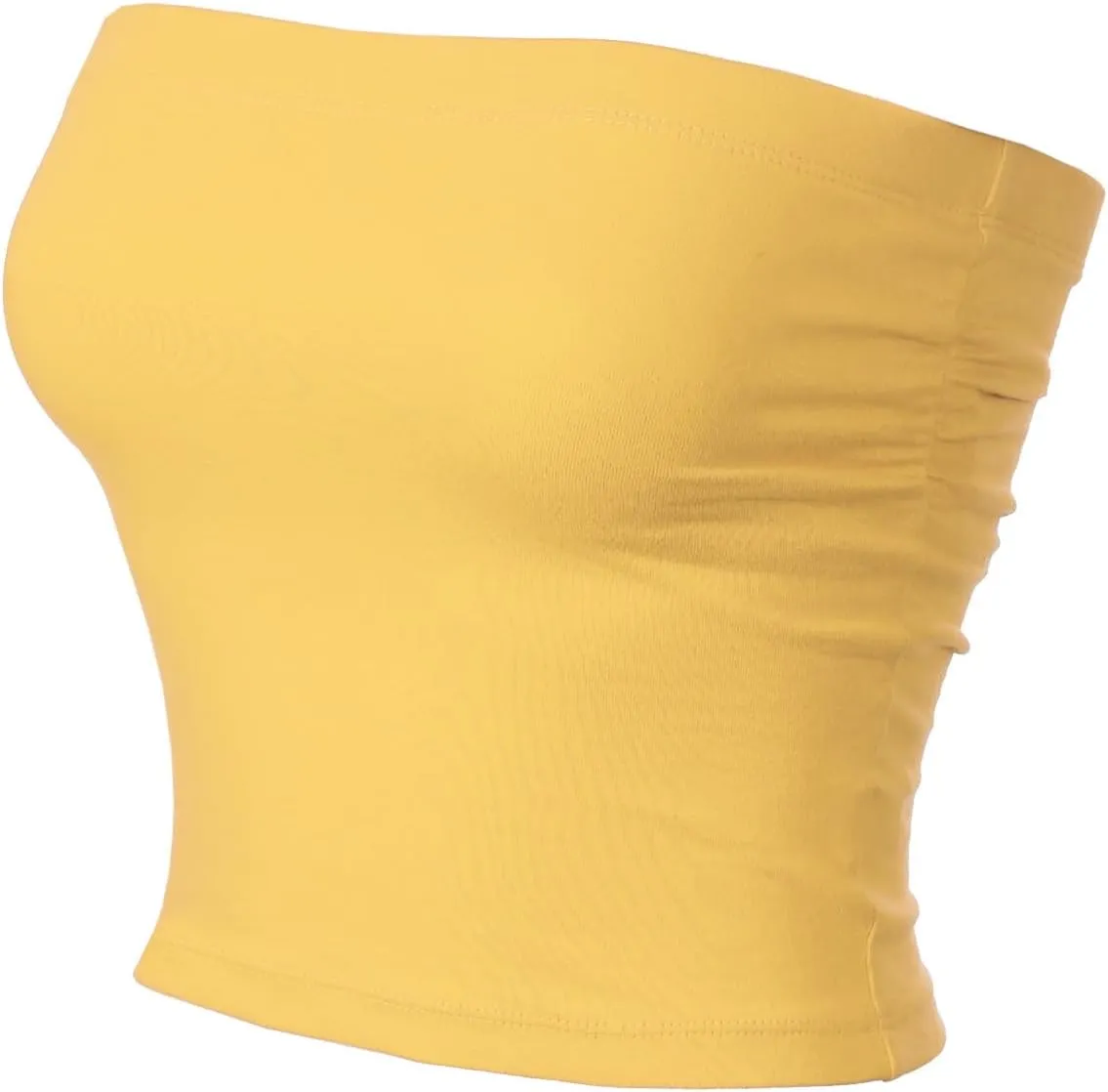 MixMatchy Women's 3 Pack Casual Summer Ruched Side Backless Double Layered Tube Top with Built in Shelf Bra