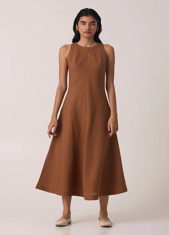 Naomi Brown Linen Cotton Dress