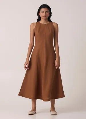 Naomi Brown Linen Cotton Dress