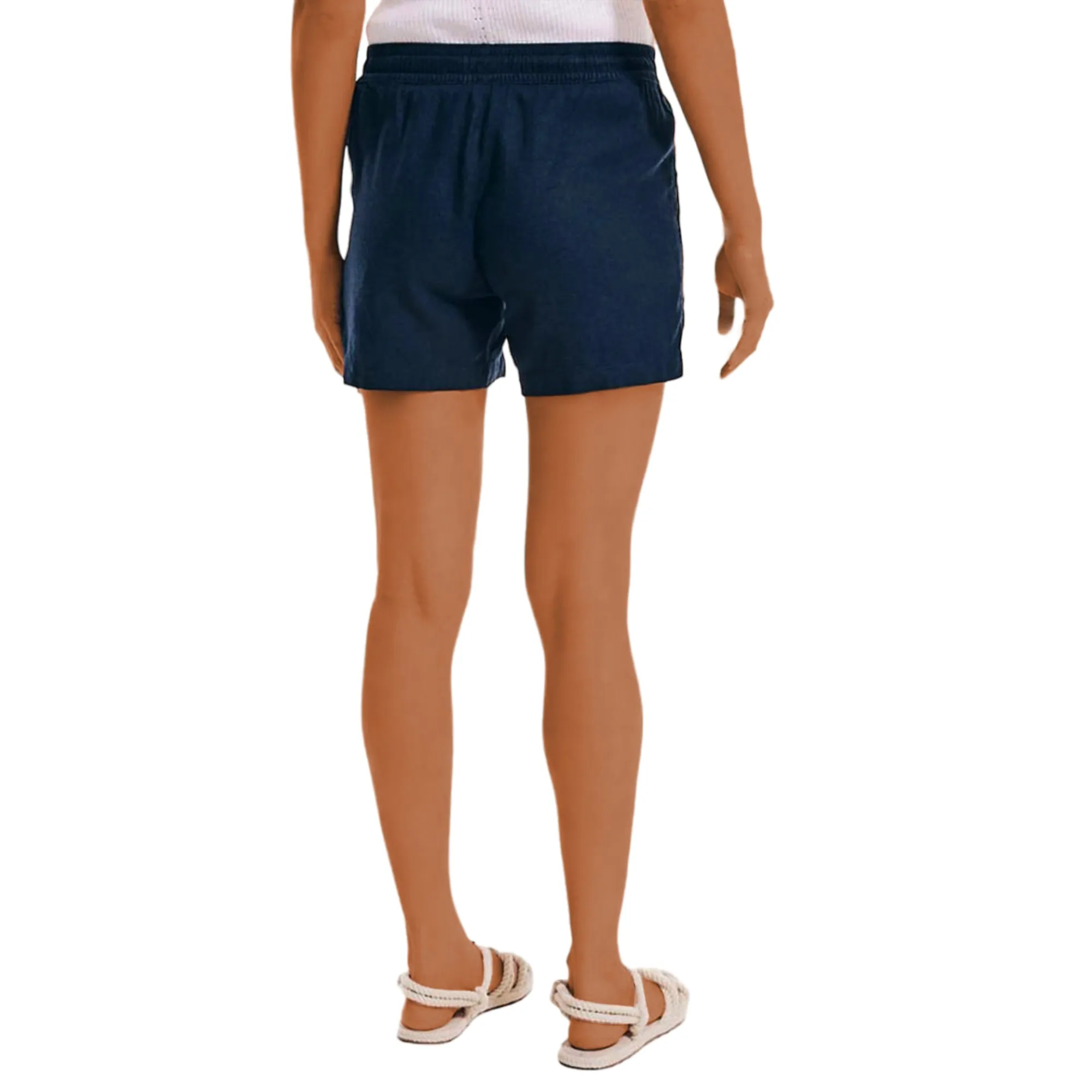 Nautica Women's Linen Blend Side Pockets Elastic Drawstring Casual Shorts