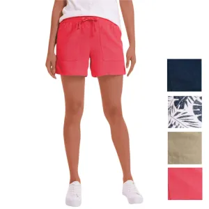 Nautica Women's Linen Blend Side Pockets Elastic Drawstring Casual Shorts
