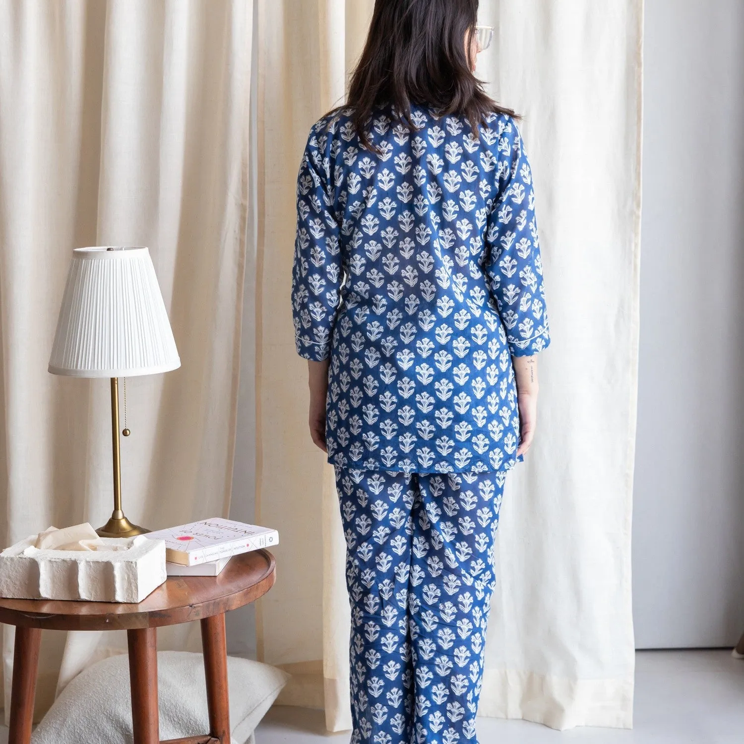 Neela Cosmos Floral Blockprinted Loungewear Pyjama Set