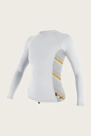 O'Neill Women's Side Print Long Sleeve Rash Guard - White/ Mika - 5406S
