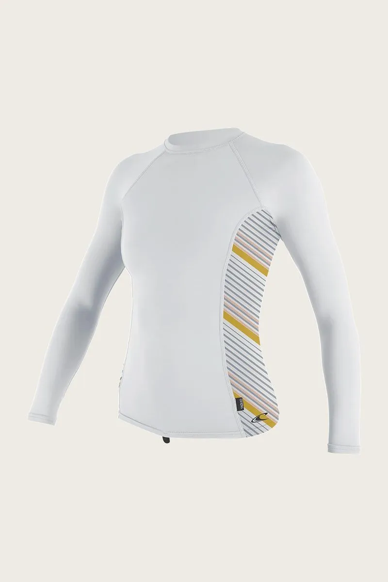 O'Neill Women's Side Print Long Sleeve Rash Guard - White/ Mika - 5406S