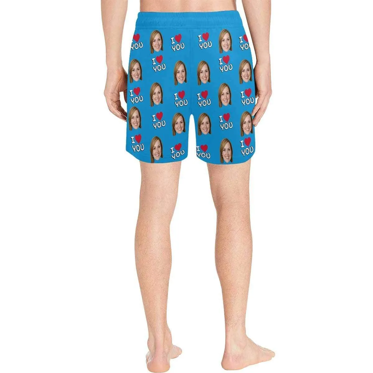 Personalized I Love My Girlfriend Swim Trunks with Custom Face Men's Quick Dry Swim Shorts