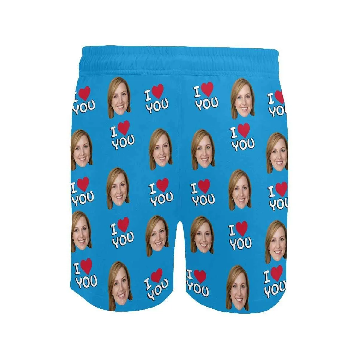 Personalized I Love My Girlfriend Swim Trunks with Custom Face Men's Quick Dry Swim Shorts