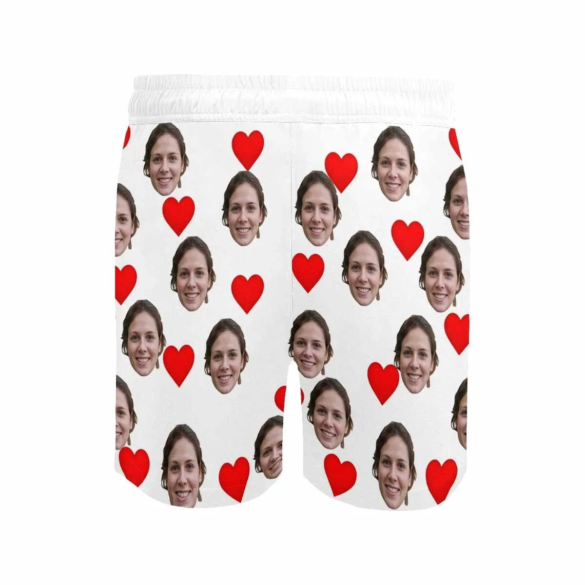 Personalized Swim Trunks with Custom Face Simple Red Heart Men's Quick Dry Swim Shorts