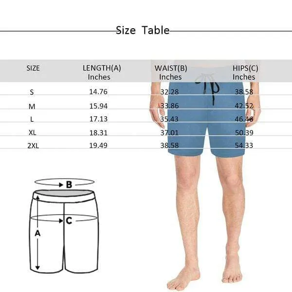 Personalized Swim Trunks with Custom Face Simple Red Heart Men's Quick Dry Swim Shorts