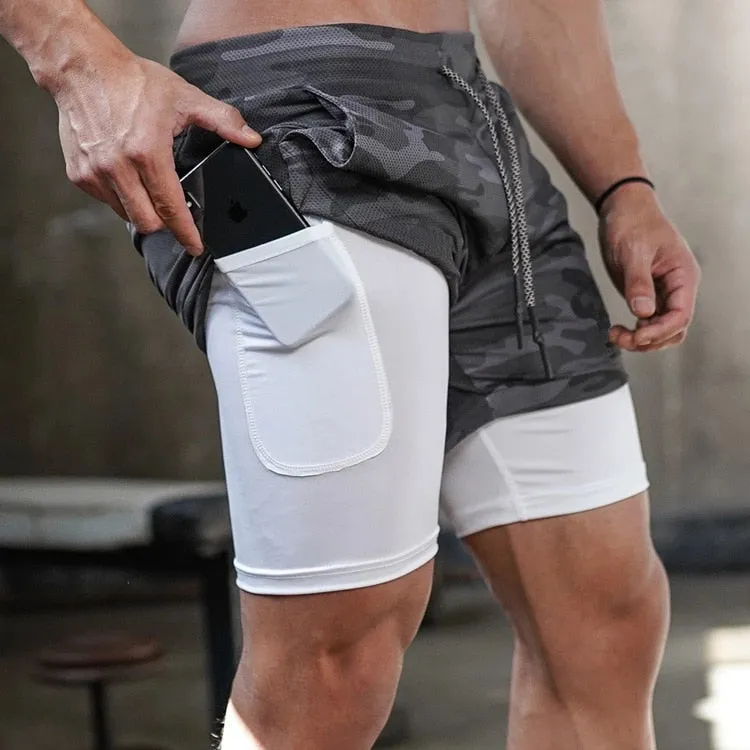 Pocket Running Shorts Men 2 In 1 Camo Double Layer Quick Dry Sports Clothing