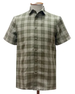 Resort Shirt - Olive & Off-White Check Linen
