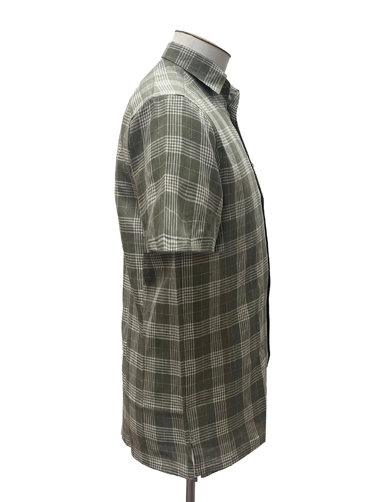 Resort Shirt - Olive & Off-White Check Linen