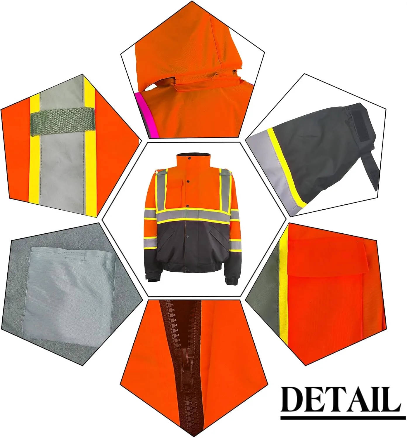 Safety Work Bomber Reflective Jackets for Men, Winter High Visibility Fleece Liner Jacket ANSI Compliant Waterproof