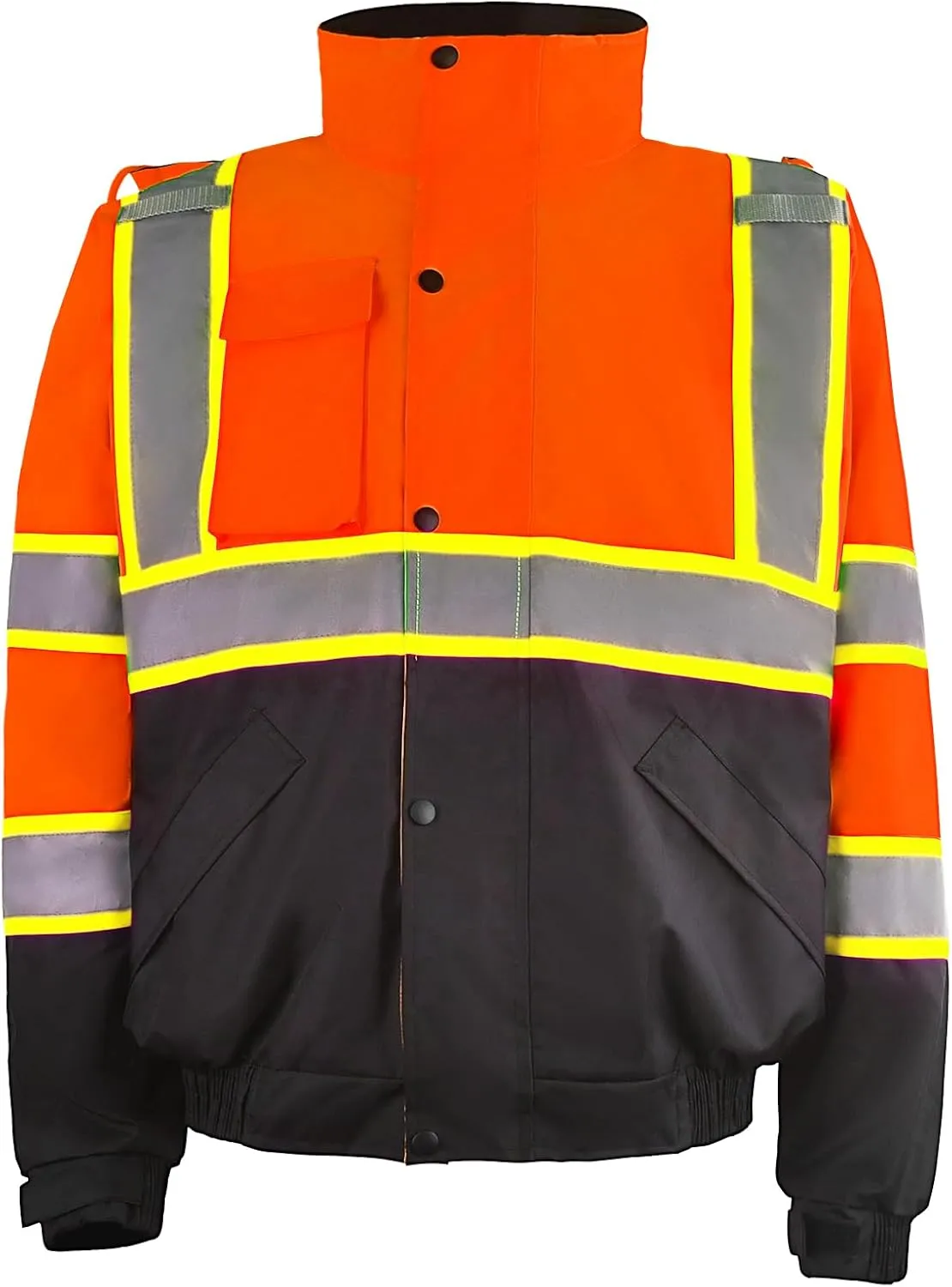 Safety Work Bomber Reflective Jackets for Men, Winter High Visibility Fleece Liner Jacket ANSI Compliant Waterproof