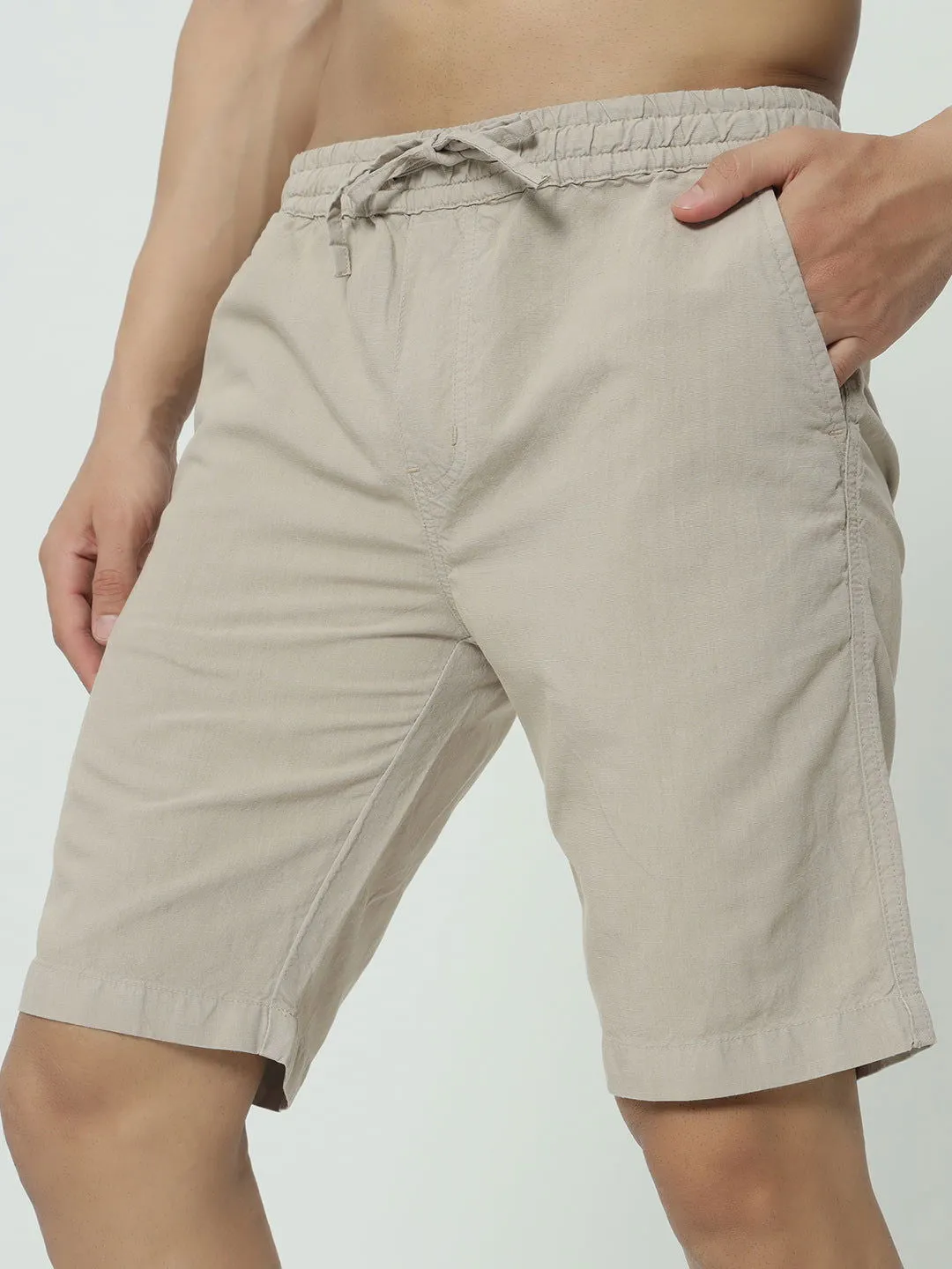 SAINTJONES-BEIGE LINEN SHORTS