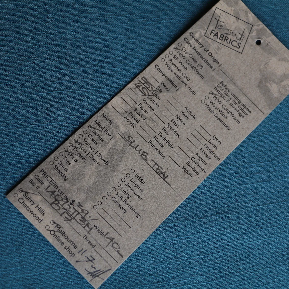 Slub Teal Linen/Cotton