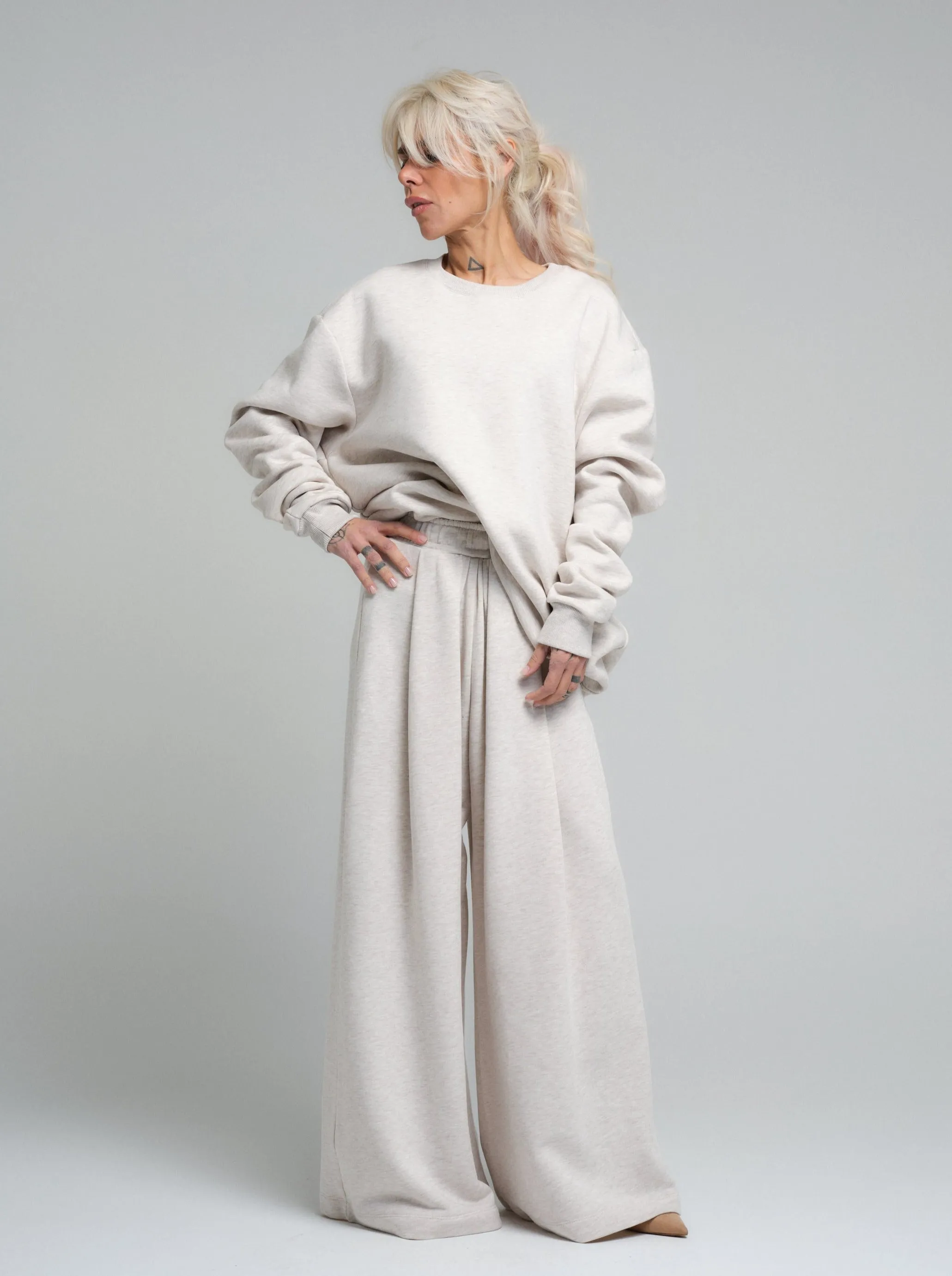 Soft Ecru Cotton-Blend Loungewear Set
