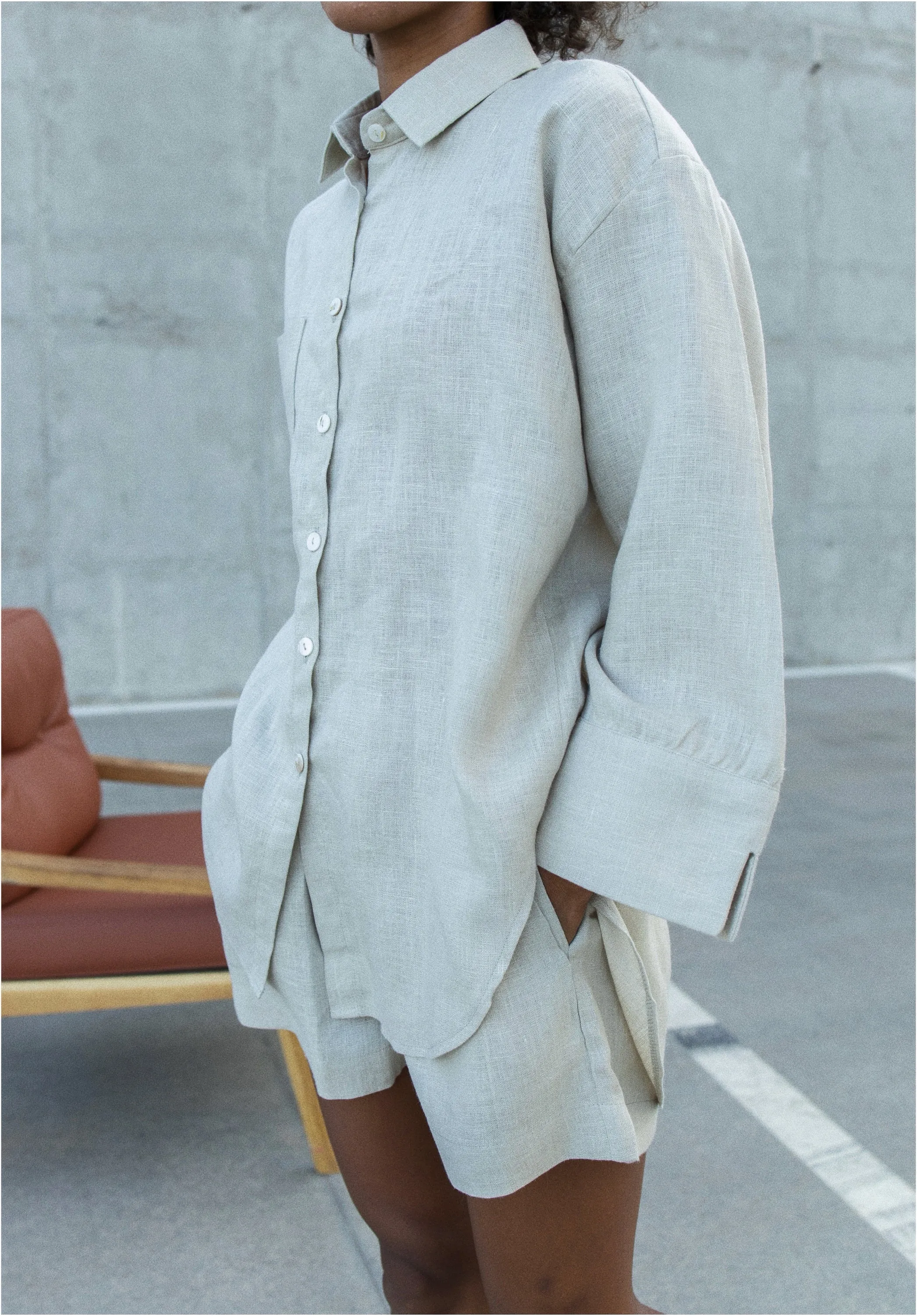SUMMER CORD SET(Shorts Shirt)/// OATMEAL