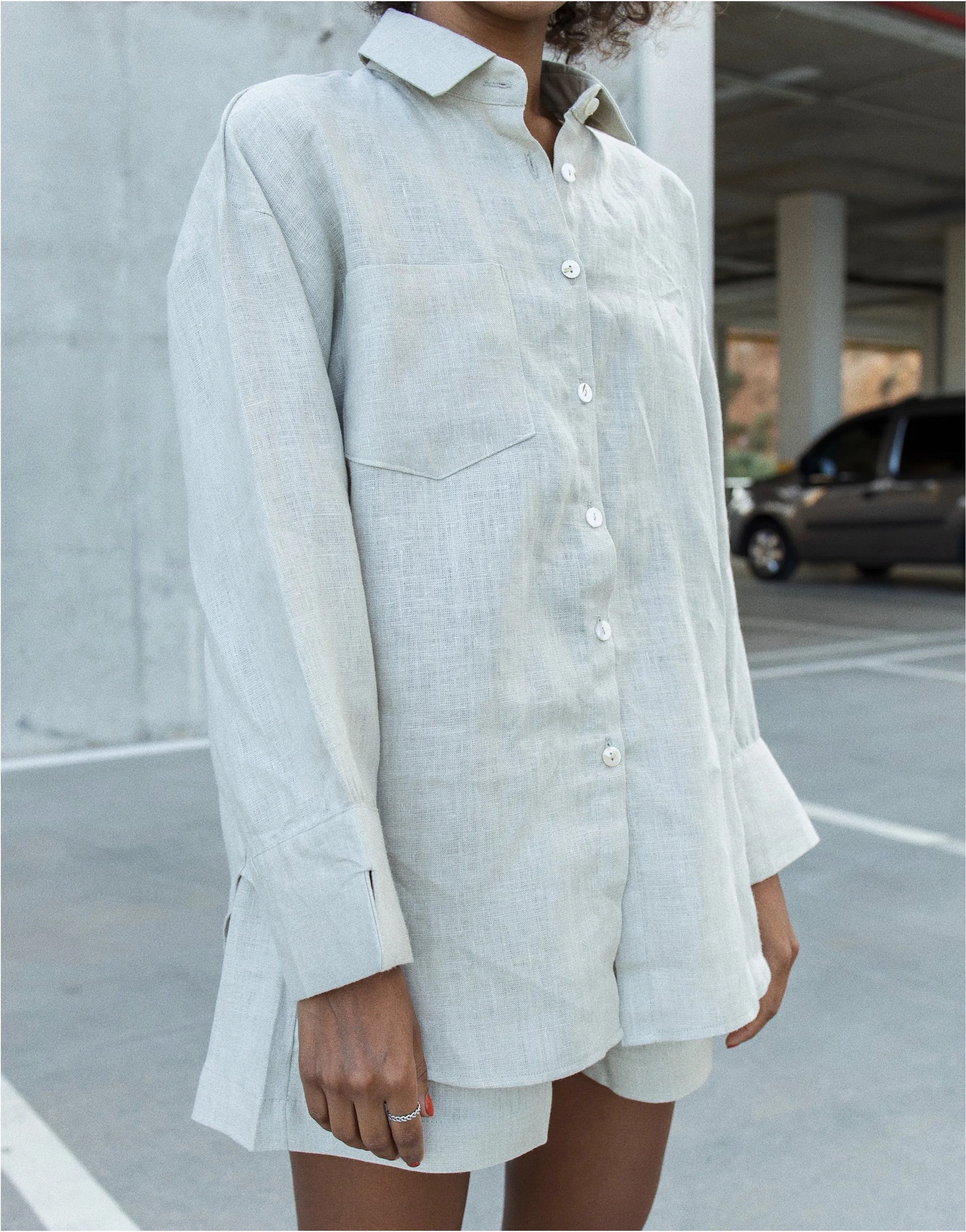 SUMMER CORD SET(Shorts Shirt)/// OATMEAL