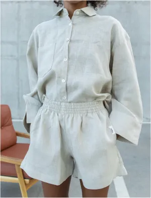 SUMMER CORD SET(Shorts Shirt)/// OATMEAL