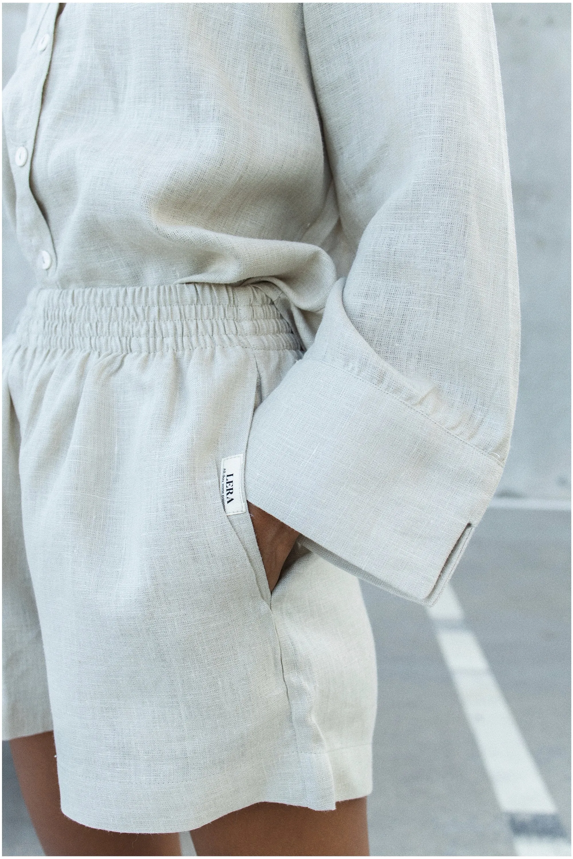 SUMMER CORD SET(Shorts Shirt)/// OATMEAL