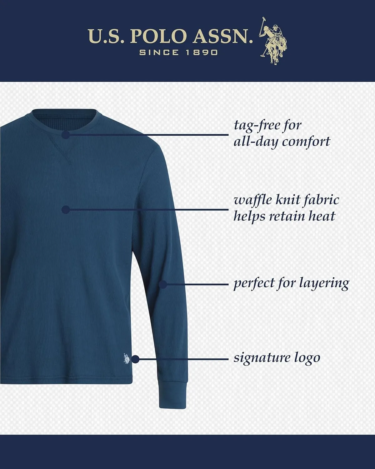 U.S. Polo Assn. Men's Thermal Shirt - Long Sleeve Waffle Knit Top