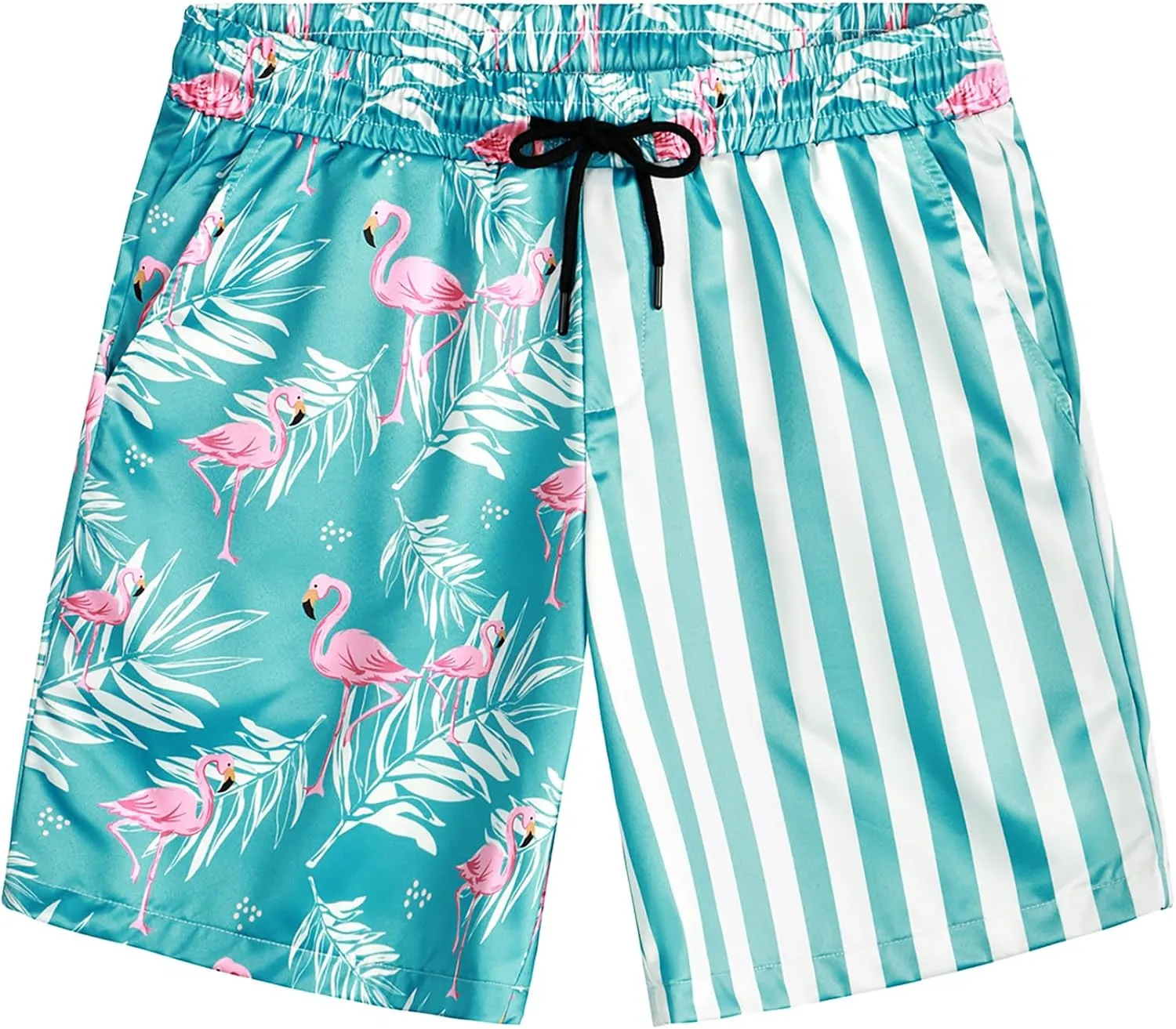 VATPAVE Mens Flamingo Hawaiian Sets Casual Short Sleeve Button Down Shirts Beach Outfits