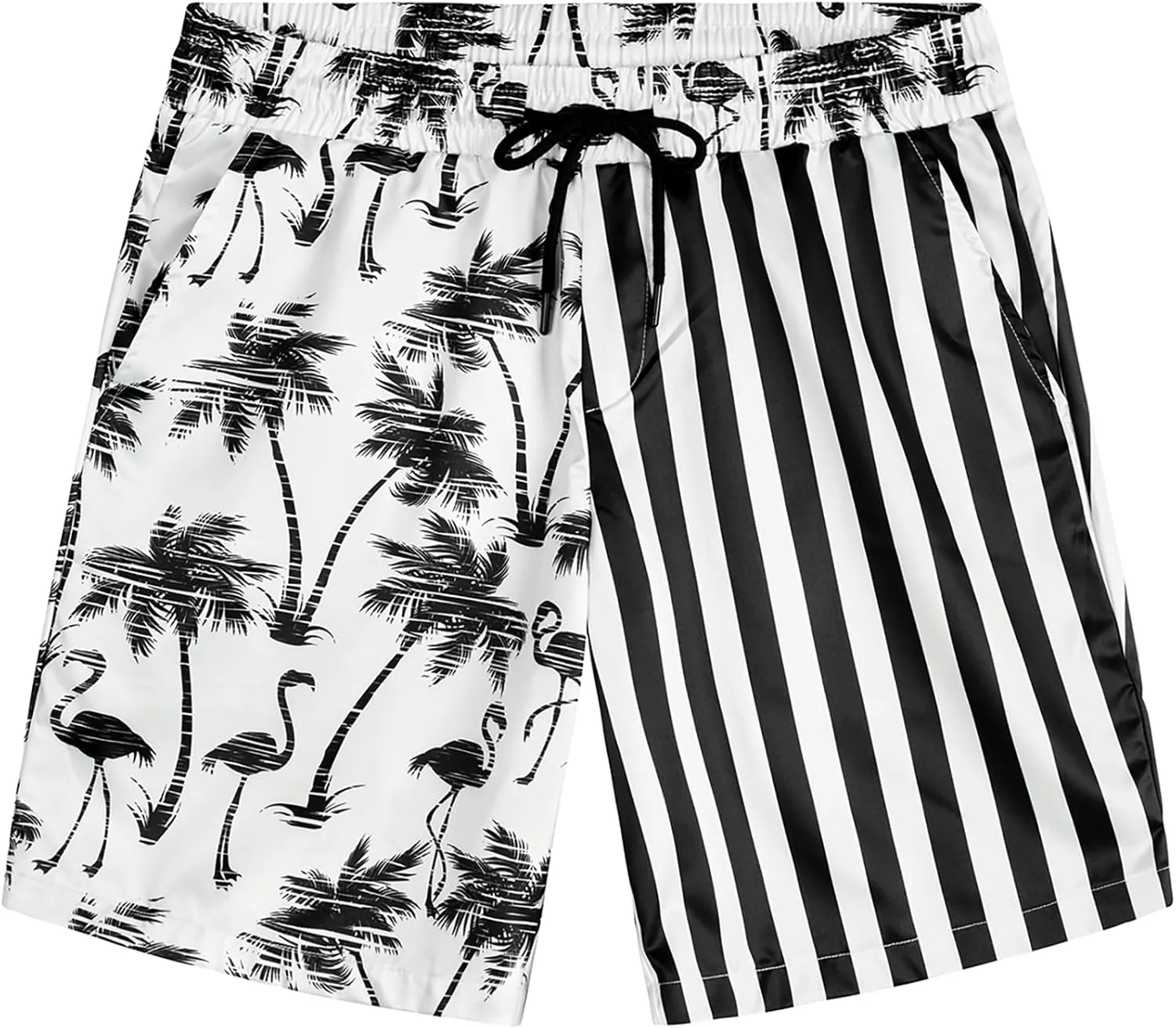 VATPAVE Mens Flamingo Hawaiian Sets Casual Short Sleeve Button Down Shirts Beach Outfits