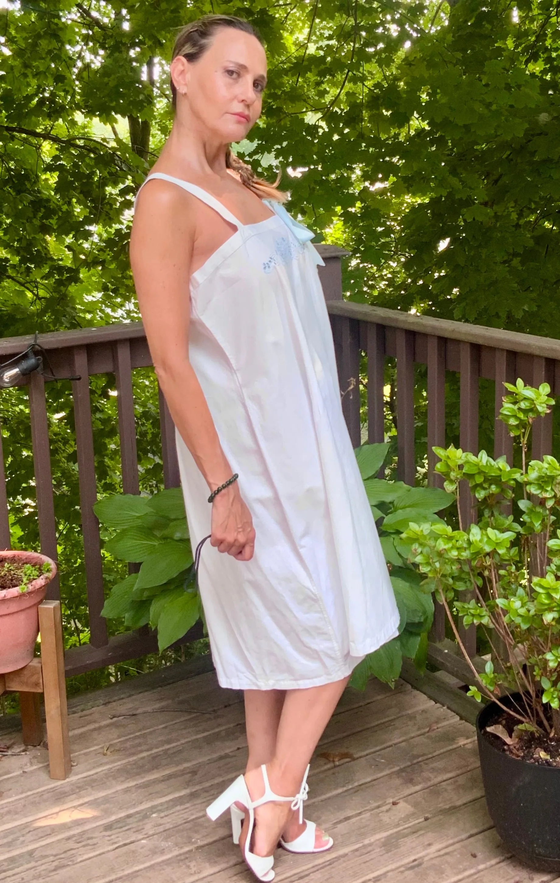 Victorian Cotton Underdress Embroidered- 1800 - XL