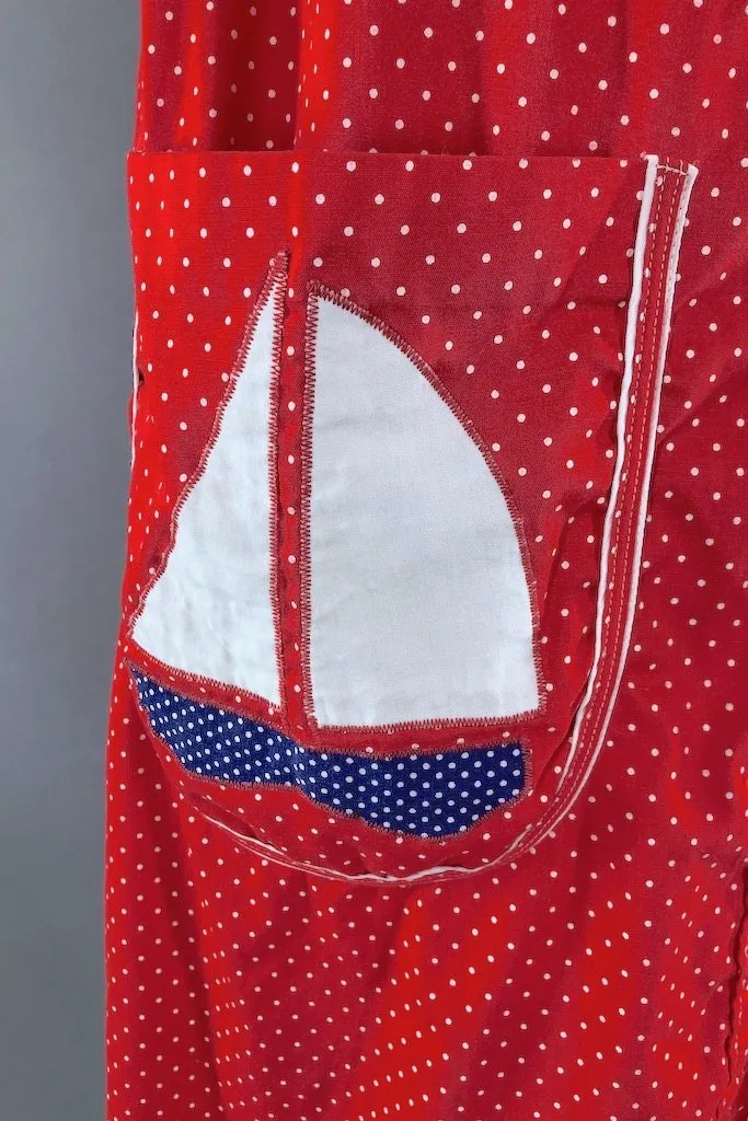 Vintage Red Nautical House Dress