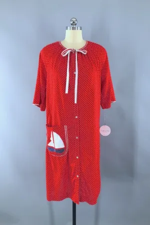 Vintage Red Nautical House Dress