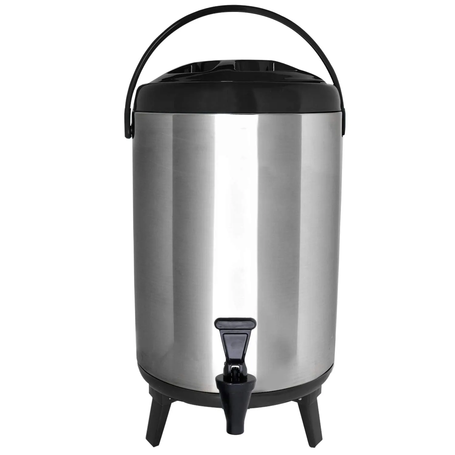 Vollum Stainles Steel Insulated Beverage Dispenser – Insulated Thermal Hot and Cold Beverage Dispenser – 12 Liter Drink Dispenser with Spigot for Hot Tea & Coffee, Cold Milk, Water, Juice & More BLACK