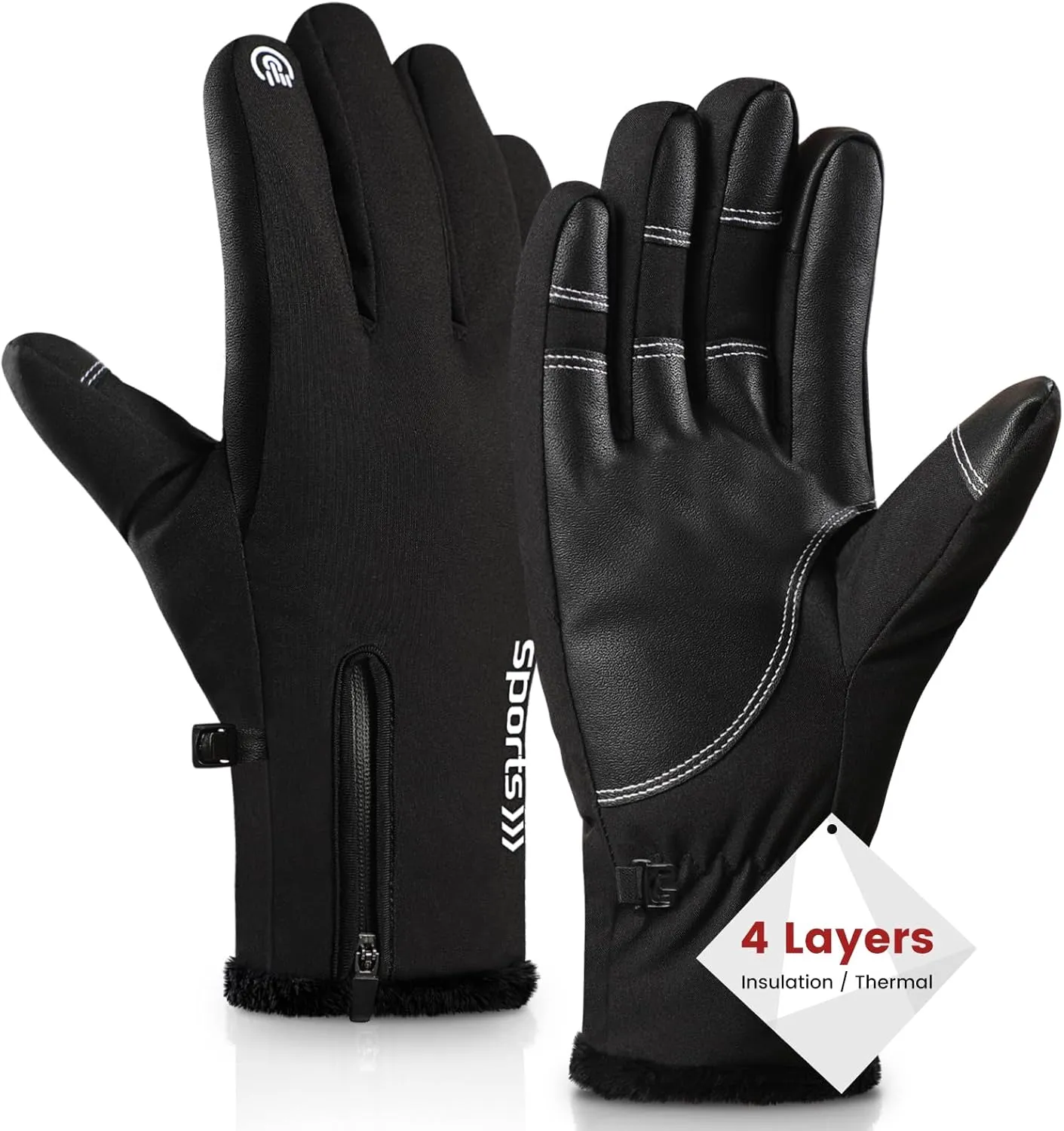 Winter Ski Gloves - Windproof & Touchscreen Snow Gloves for Cold Weather