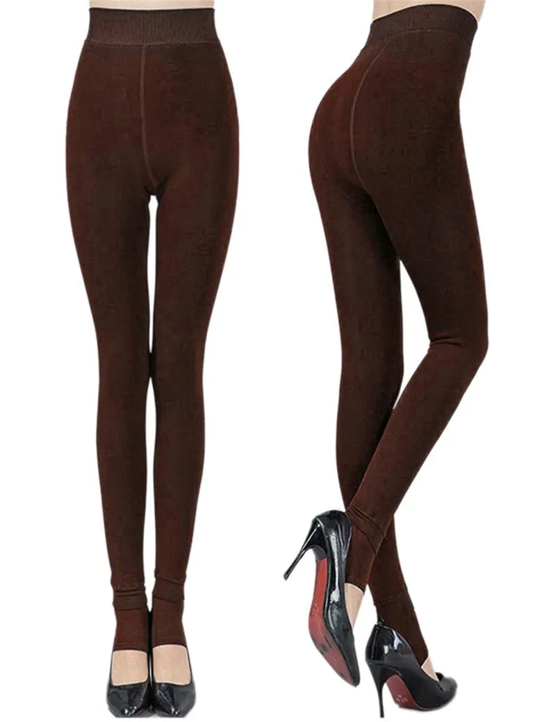 Women Thick Warm High Waist Velvet  Leggings