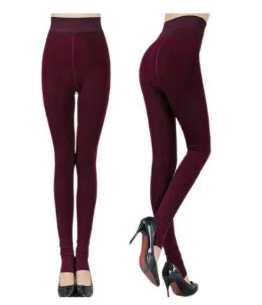 Women Thick Warm High Waist Velvet  Leggings