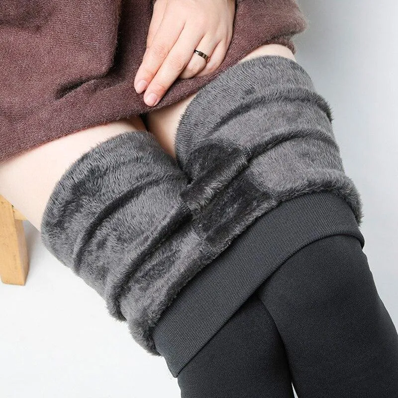 Women Thick Warm High Waist Velvet  Leggings