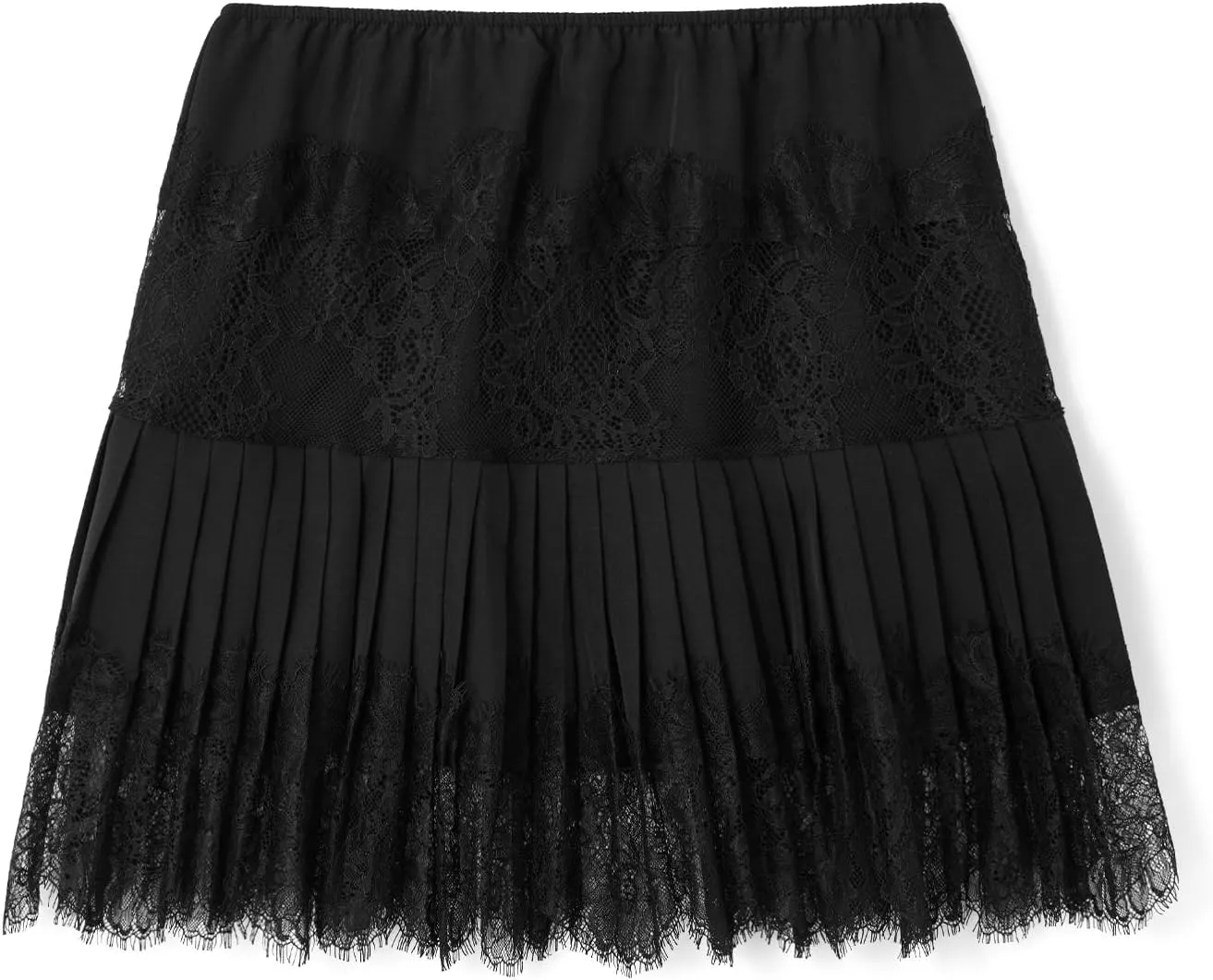 Women Y2k Lace Mini Skirt Low Rise Pleated Ruffle Half Slip Skirt Layered Flowy Short Skirt Streetwear