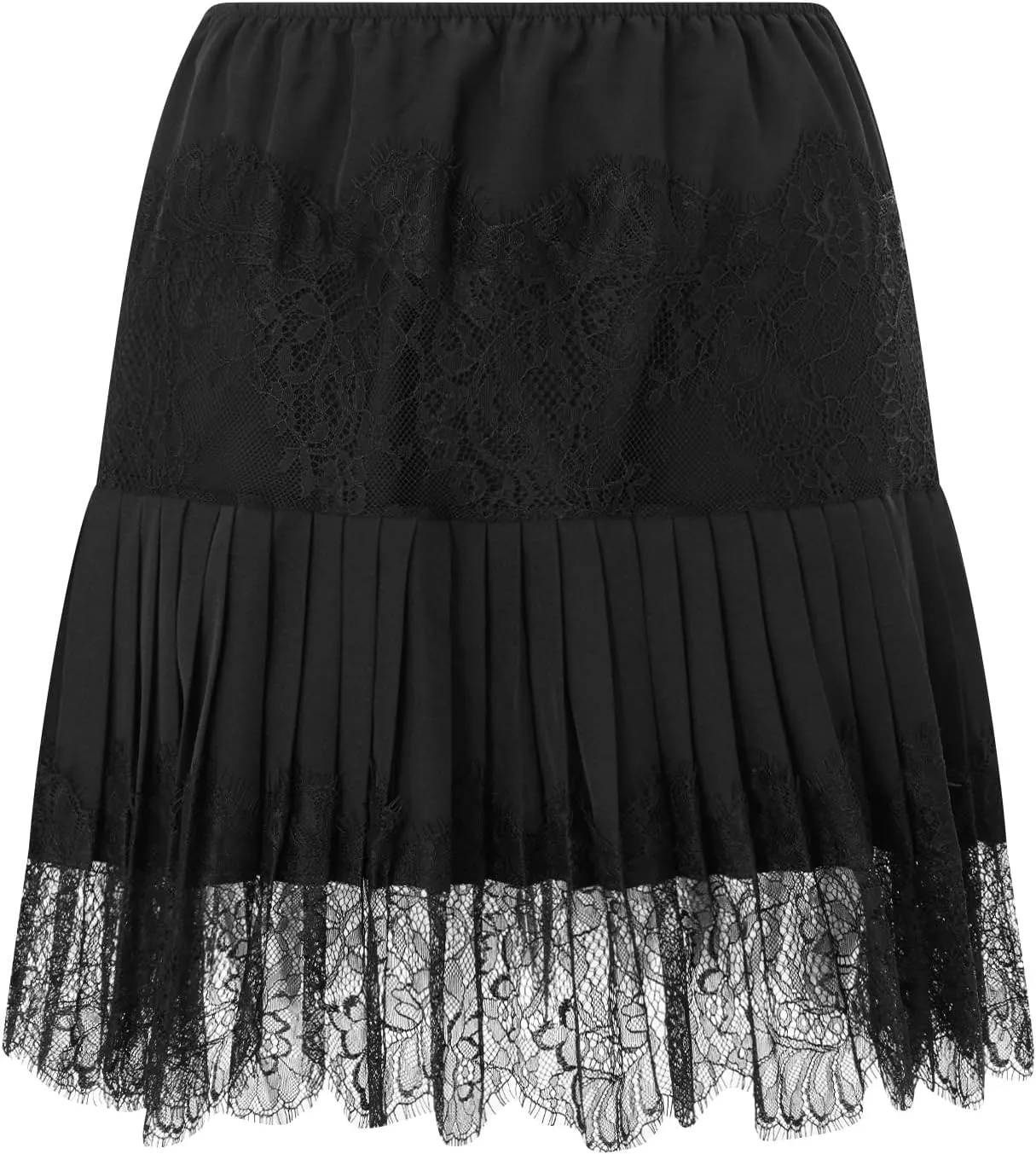 Women Y2k Lace Mini Skirt Low Rise Pleated Ruffle Half Slip Skirt Layered Flowy Short Skirt Streetwear