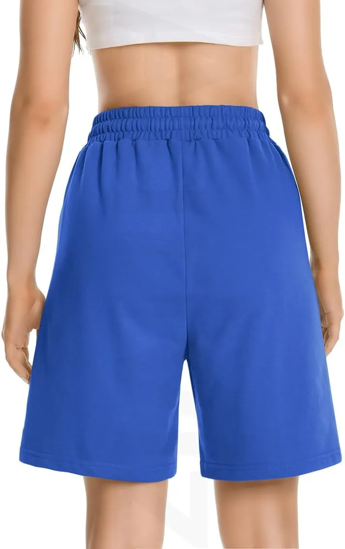 Womens Long Sweat Shorts Casual Summer Bermuda Loose Lounge Workout Athletic Shorts with Pockets