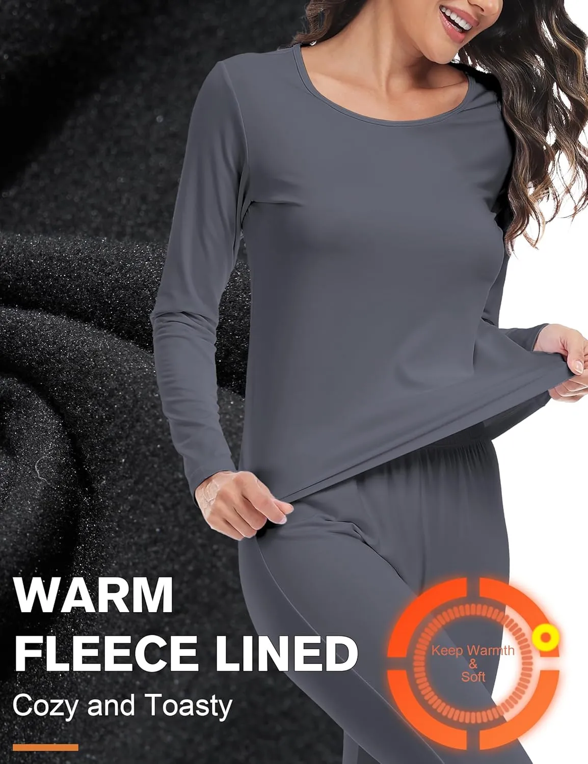ZUTY 3 Pack Long Sleeve Thermal Shirts for Women Tops Long Johns Lightweight Winter Clothes Warm Base Layer
